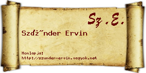 Szünder Ervin névjegykártya